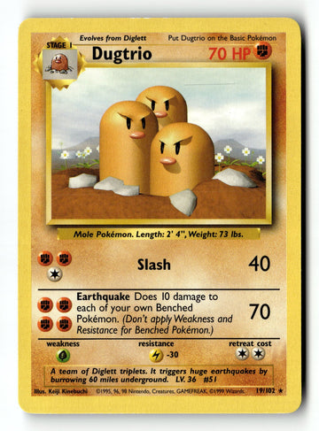 Pokemon Card Dugtrio LP Base Set 019/102