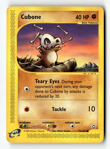 Pokemon Card Cubone LP Aquapolis 072/147