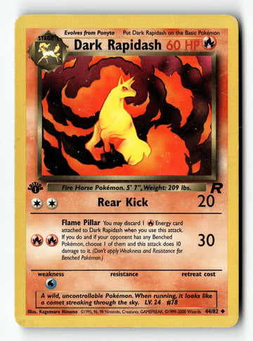 Pokemon Card Dark Rapidash 1st Edition LP Team Rocket 44/82