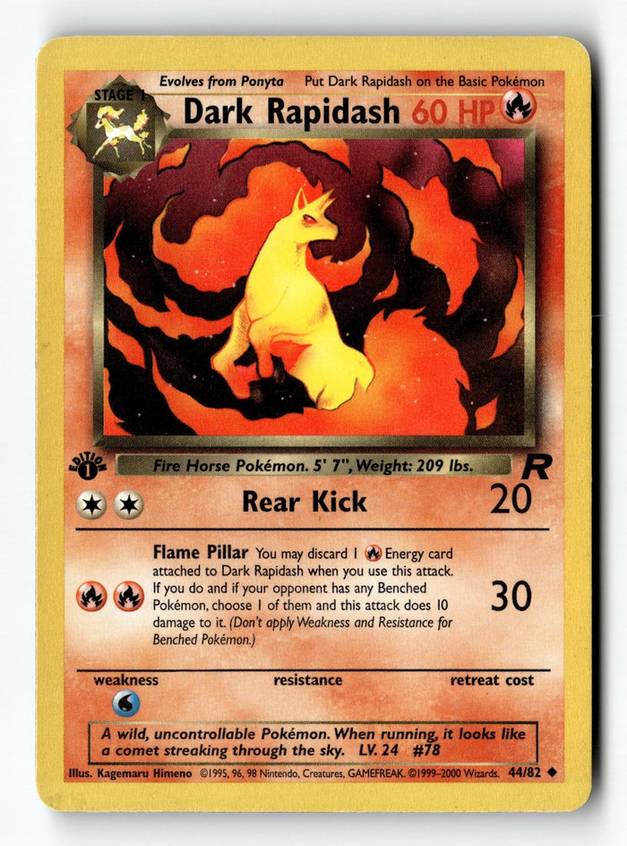 Pokemon Card Dark Rapidash 1st Edition LP Team Rocket 44/82