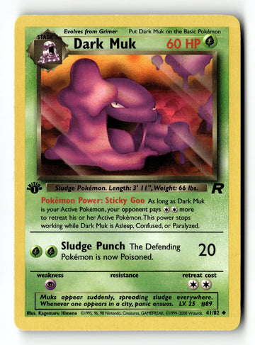 Pokemon Card Dark Muk 1st Edition LP Team Rocket 41/82