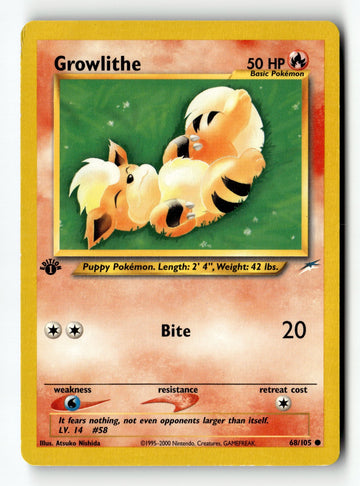 Pokemon Card Growlithe 1st Edition LP Neo Destiny 068/105