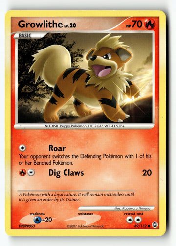 Pokemon Card Growlithe LP Secret Wonders 89/132
