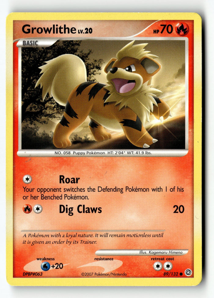 Pokemon Card Growlithe LP Secret Wonders 89/132