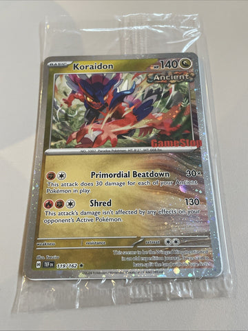 POKEMON TCG KORAIDON 119/162 HOLO RARE GAMESTOP STAMPED PROMO SEALED CARD (back)