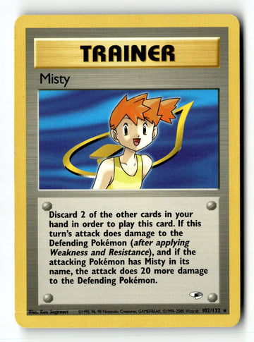 Pokemon Card Misty (102) Unlimited LP Gym Heroes 102/132