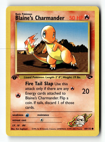 Pokemon Card Blaine's Charmander 1st Edition LP Gym Challenge 060/132