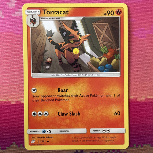 Pokemon Card Torracat Team Up Uncommon 21/181 NM