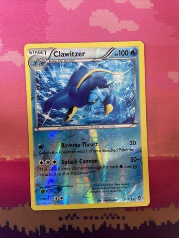 Pokemon Card Clawitzer Furious Fists Reverse Holo Rare 24/111 Near Mint