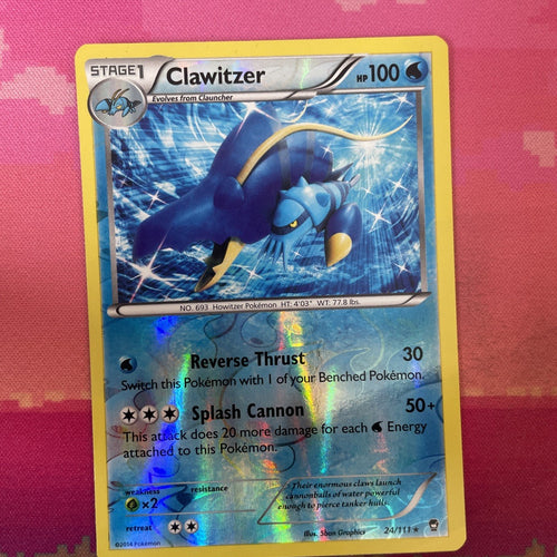 Pokemon Card Clawitzer Furious Fists Reverse Holo Rare 24/111 Near Mint