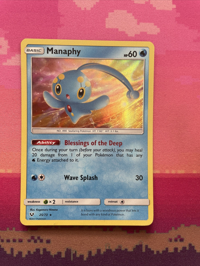 Pokemon Card Manaphy Shining Legends Holo Rare 25/73 NM