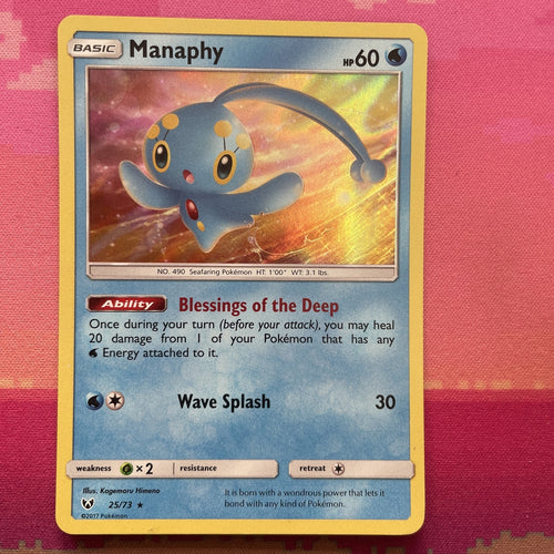 Pokemon Card Manaphy Shining Legends Holo Rare 25/73 NM