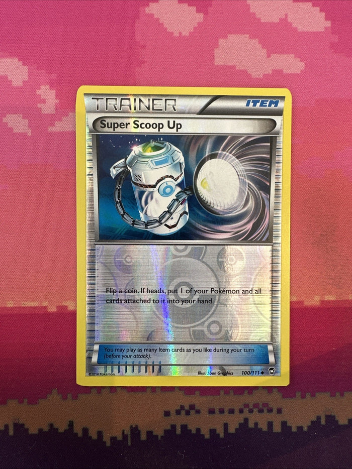 Pokemon Card Super Scoop Up Furious Fists Reverse Holo 100/111 Near Mint
