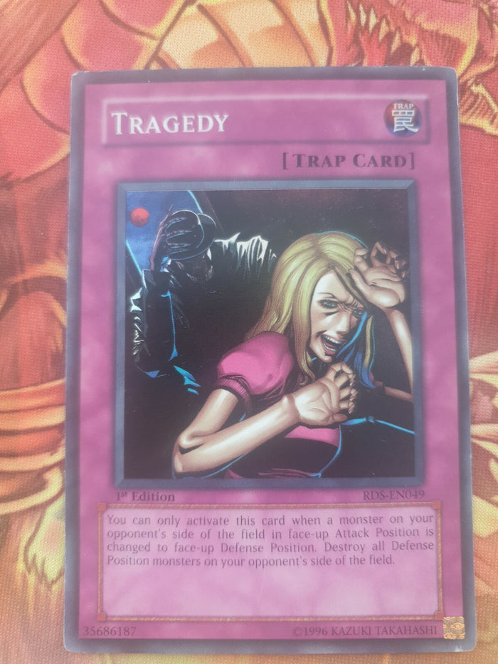 tragedy yugioh card RDS-EN049 Super Rare 1st Edition Near Mint – Twin Traders Character:Mickey Mouse Haste if any monsters battled $4,000 DOLLARS FOR THE