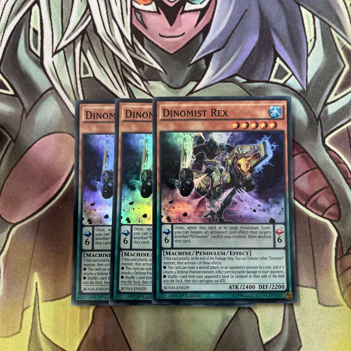 BOSH-EN029 x3 Dinomist Rex Super Rare Excellent Condition Yugioh