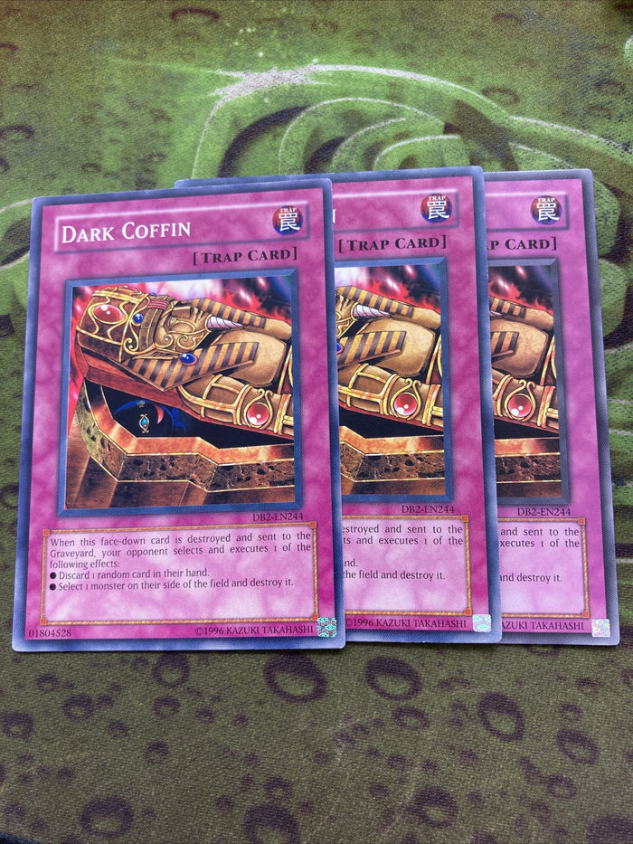 DB2-EN244 x3 Dark Coffin Common Yugioh Cards Mint 1st Edition New