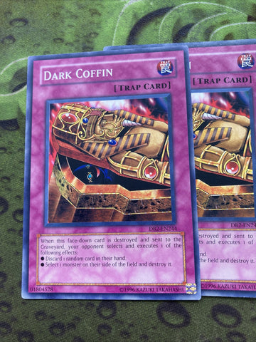 DB2-EN244 x3 Dark Coffin Common Yugioh Cards Mint 1st Edition New (back)