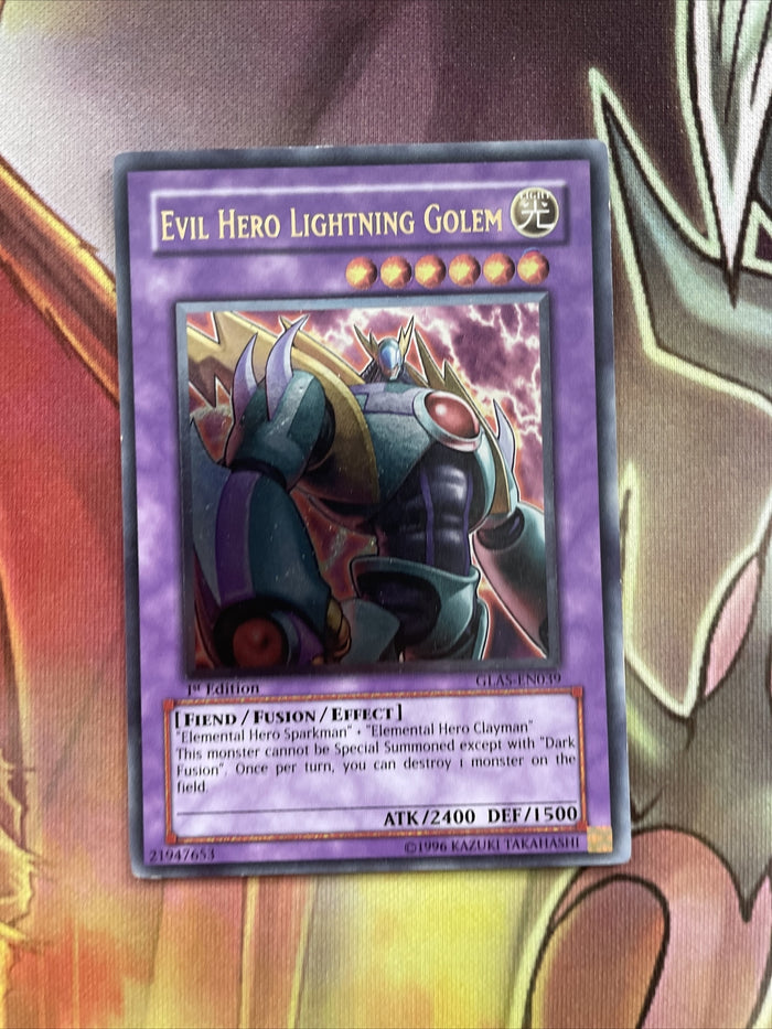 GLAS-EN039 Yugioh Evil Hero Lightning Golem Ultimate Rare 1st Edition LP/NM