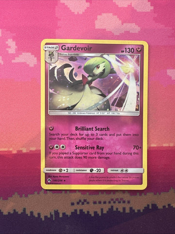 Pokemon Card Gardevoir Lost Thunder Cosmo Holo Rare 141/214 Near Mint