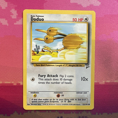 Pokemon Card Doduo Base Set 2 Common 72/130 Light Play