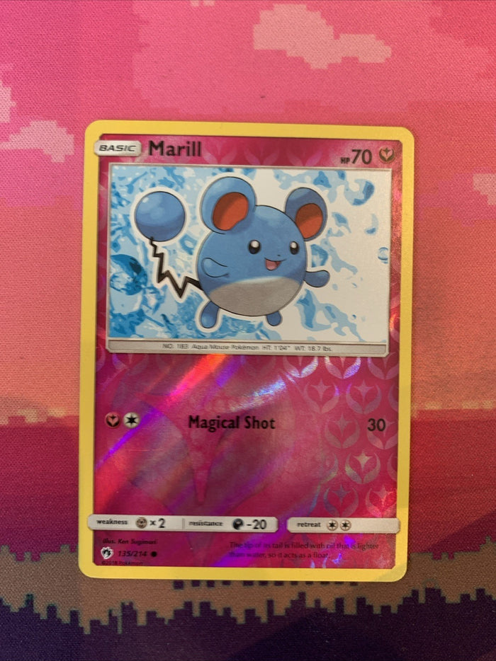 Pokemon Card Marill Lost Thunder Reverse Holo 135/214 Near Mint