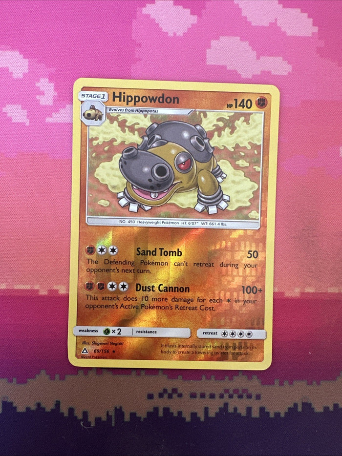 Pokemon Card Hippowdon Ultra Prism Reverse Holo Rare 69/156 Near Mint