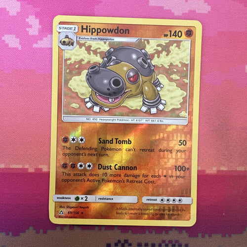 Pokemon Card Hippowdon Ultra Prism Reverse Holo Rare 69/156 Near Mint