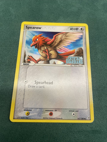Pokemon Card Spearow Ex Crystal Guardians Reverse Holo Common 61/100 Light Play (back)