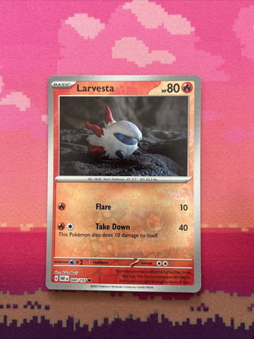 Pokemon Card Larvesta MISPRINT HOLO + REVERSE In ONE Obsidian Flames Near Mint