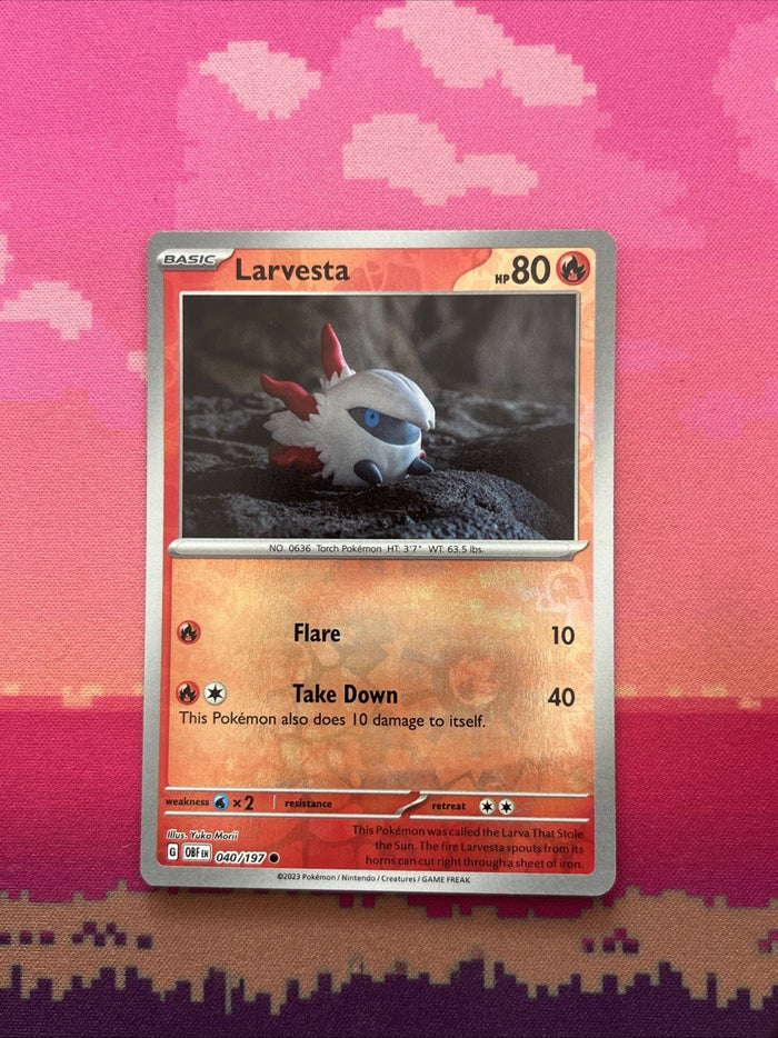 Pokemon Card Larvesta MISPRINT HOLO + REVERSE In ONE Obsidian Flames Near Mint