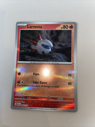 Pokemon Card Larvesta MISPRINT HOLO + REVERSE In ONE Obsidian Flames Near Mint (back)