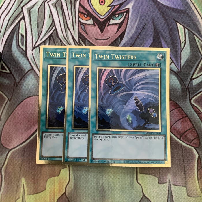 MGED-EN043 x3 Twin Twisters Gold Rare Excellent Condition Yugioh