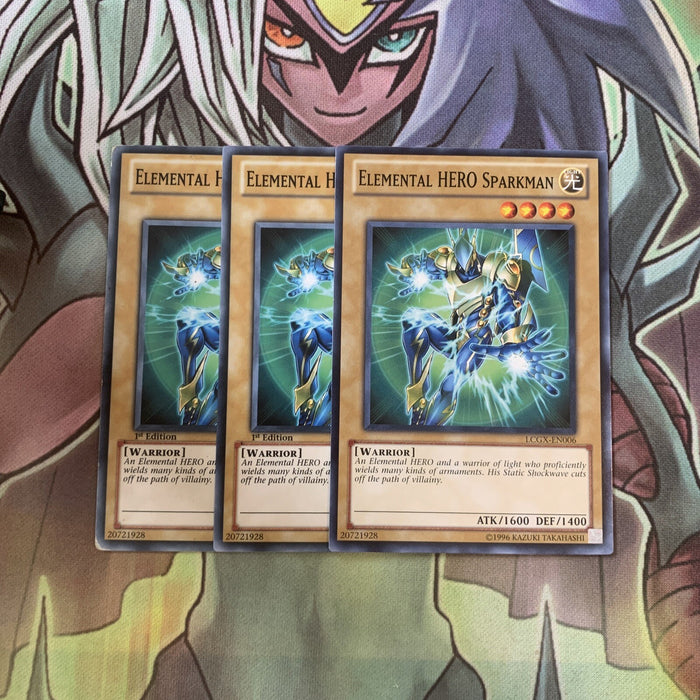 LCGX-EN006 x3 Elemental HERO Sparkman Common Excellent Condition Yugioh