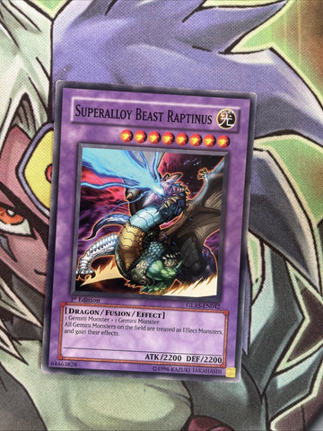 GLAS-EN042 Superalloy Beast Raptinus Common 1st Edition NM Yugioh Card
