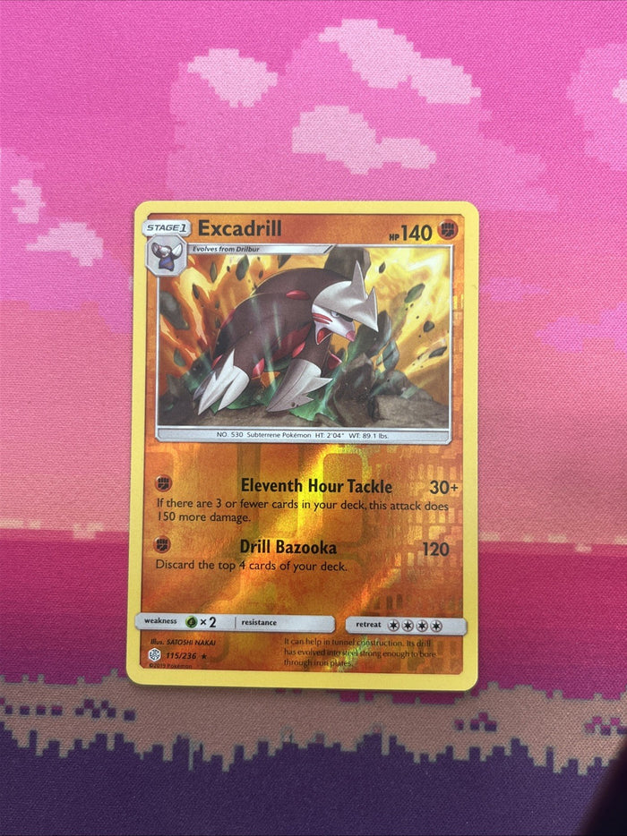 Pokemon Card Excadrill Cosmic Eclipse Reverse Holo Rare 115/236 NM