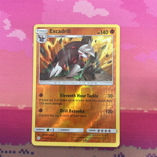 Pokemon Card Excadrill Cosmic Eclipse Reverse Holo Rare 115/236 NM
