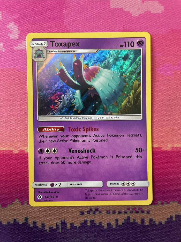 Pokemon Card Toxapex Sun & Moon Holo Rare 63/149 NM