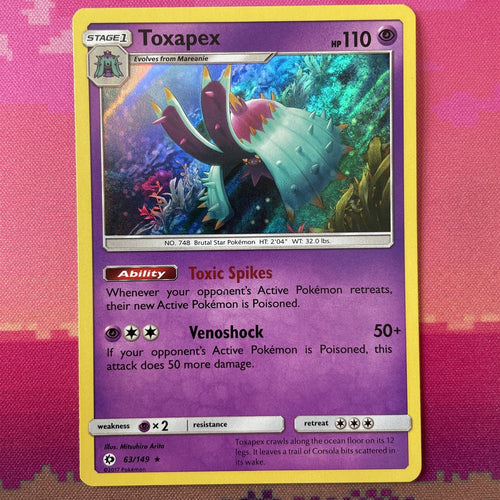 Pokemon Card Toxapex Sun & Moon Holo Rare 63/149 NM