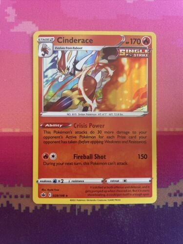 Pokemon Card Cinderace Chilling Reign Holo Rare 028/198 Near Mint