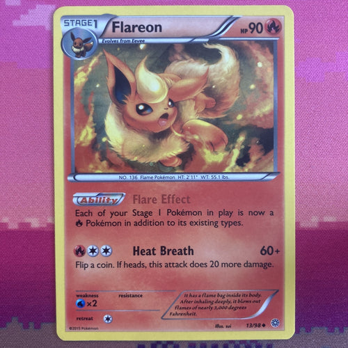 Pokemon Card Flareon Ancient Origins Cosmo Holo 13/98 Near Mint