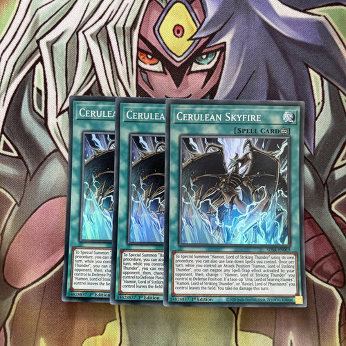 SDSA-EN019 x3 Cerulean Skyfire Super Rare Excellent Condition Yugioh