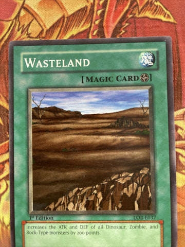 LOB-E037 Wasteland Common 1st Edition Near Mint Condition Yugioh (back)
