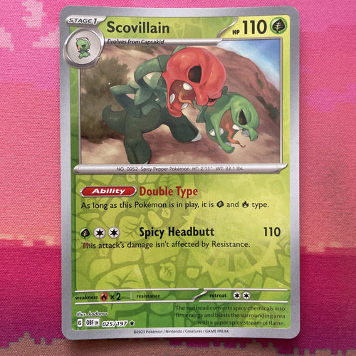 Pokemon Card Scovillain Obsidian Flames Reverse Holo Rare 025/197 NM