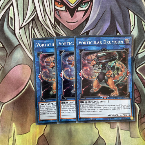 CYHO-EN041 x3 Vorticular Drumgon Super Rare Excellent Condition Yugioh