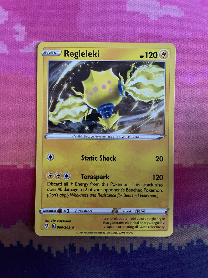 Pokemon Card Regieleki Evolving Skies Cosmo Holo Rare 060/203 NM