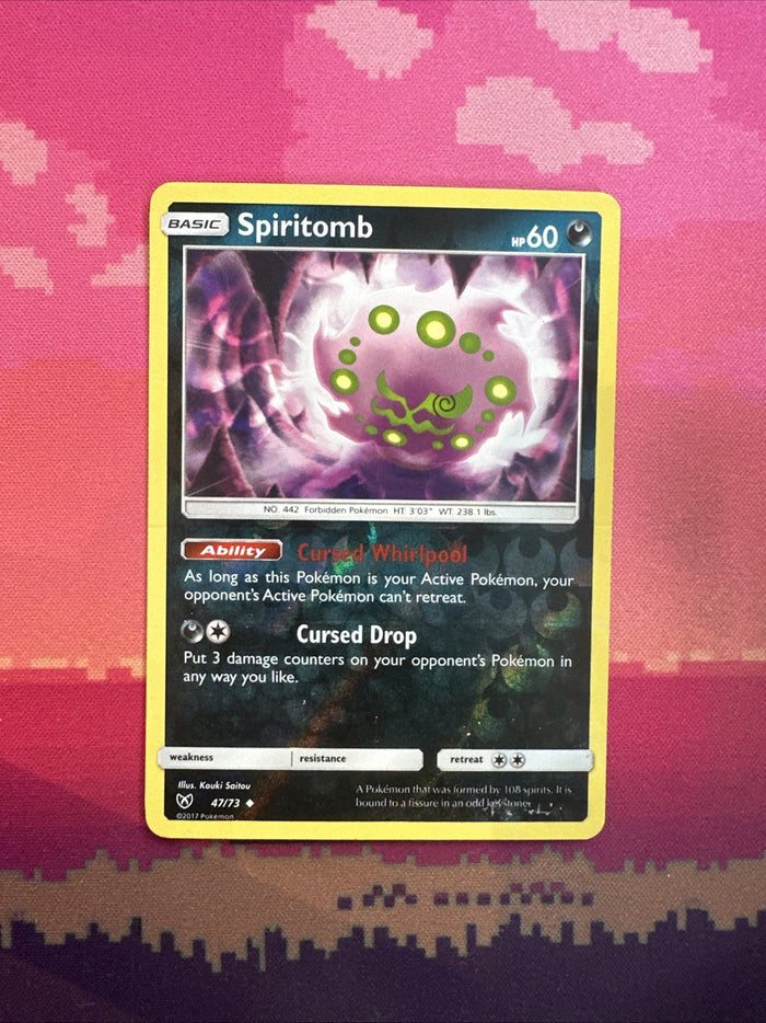 Pokemon Card Spiritomb Shining Legends Reverse Holo 47/73 Light Play