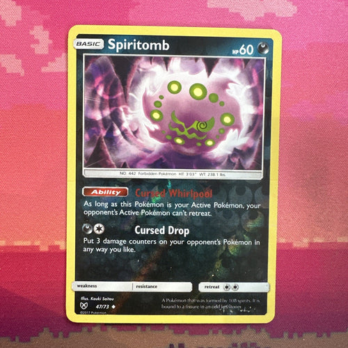 Pokemon Card Spiritomb Shining Legends Reverse Holo 47/73 Light Play