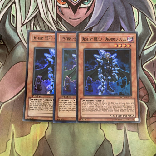LCGX-EN124 x3 Destiny HERO - Diamond Dude Super Rare Excellent Condition Yugioh