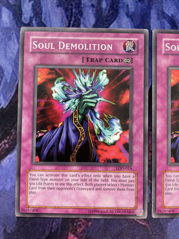 LOD-014 Yugioh 3x Soul Demolition Yugioh cards (back)