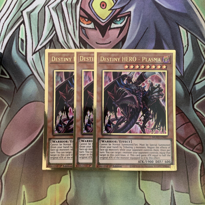 MGED-EN007 x3 Destiny HERO - Plasma Gold Rare Excellent Condition Yugioh
